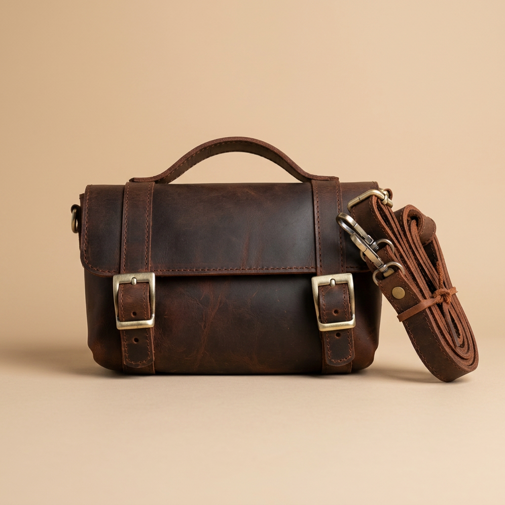 Front three-quarter view of Velora Ellis on a plain background, showing the twin buckle closures, top handle, and side attachment ring.