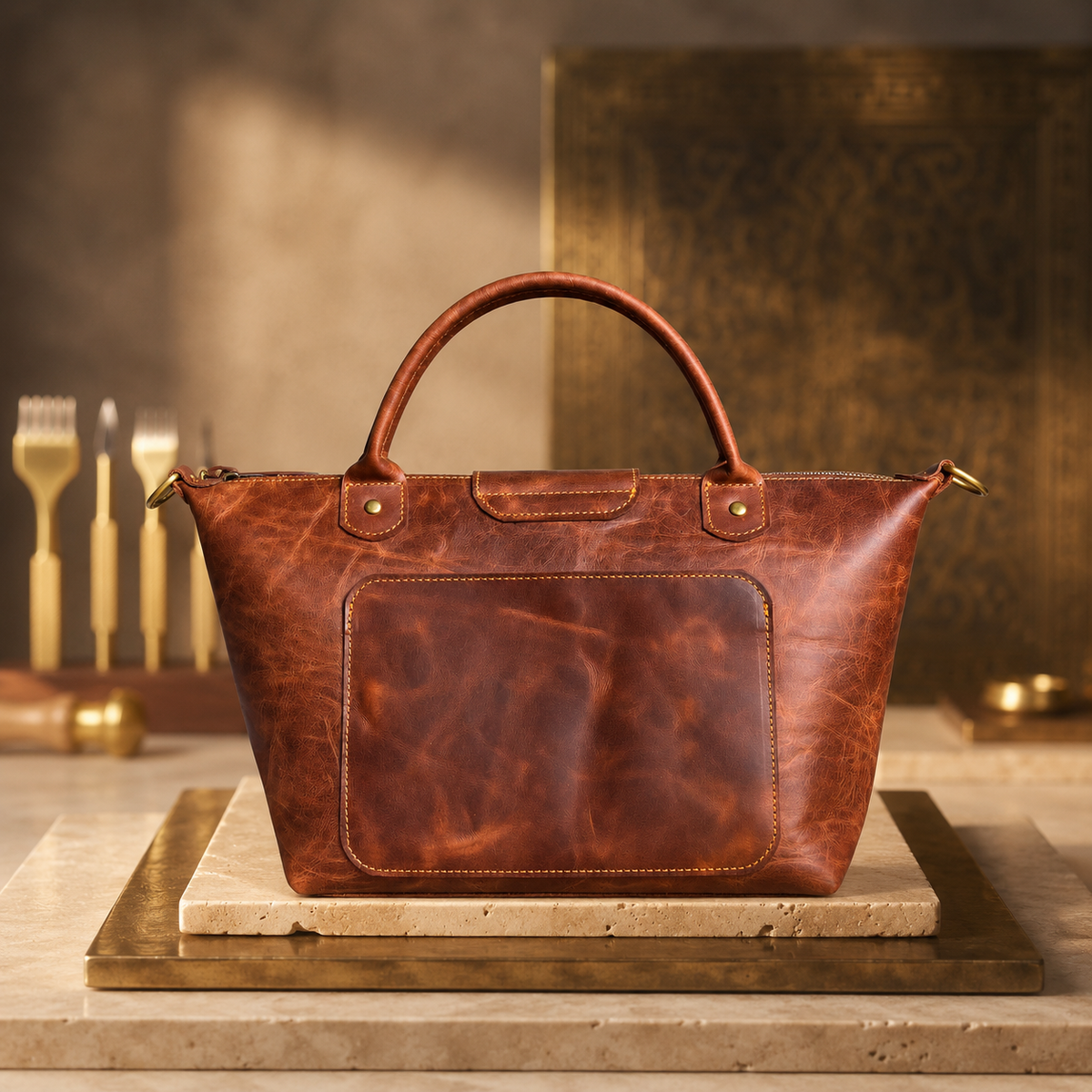 Velora Rowan Large leather tote bag - back view